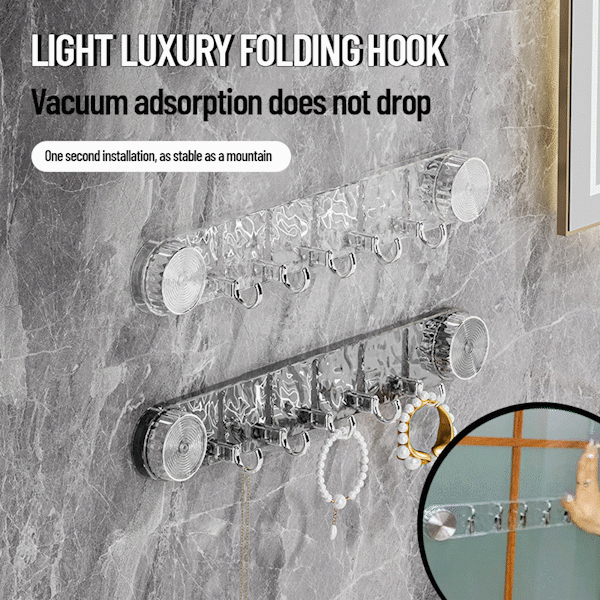 Space-saving suction cup hooks with adjustable folding design