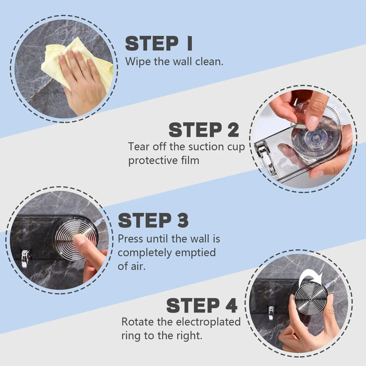 Space-saving suction cup hooks with adjustable folding design