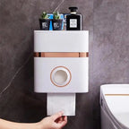 Space-saving, wall-mounted bathroom organizer