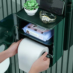 Space-saving, wall-mounted bathroom organizer