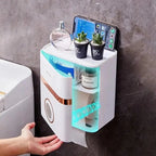 Space-saving, wall-mounted bathroom organizer