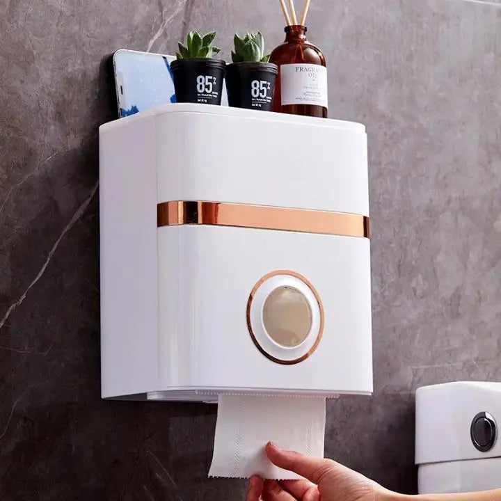 Space-saving, wall-mounted bathroom organizer