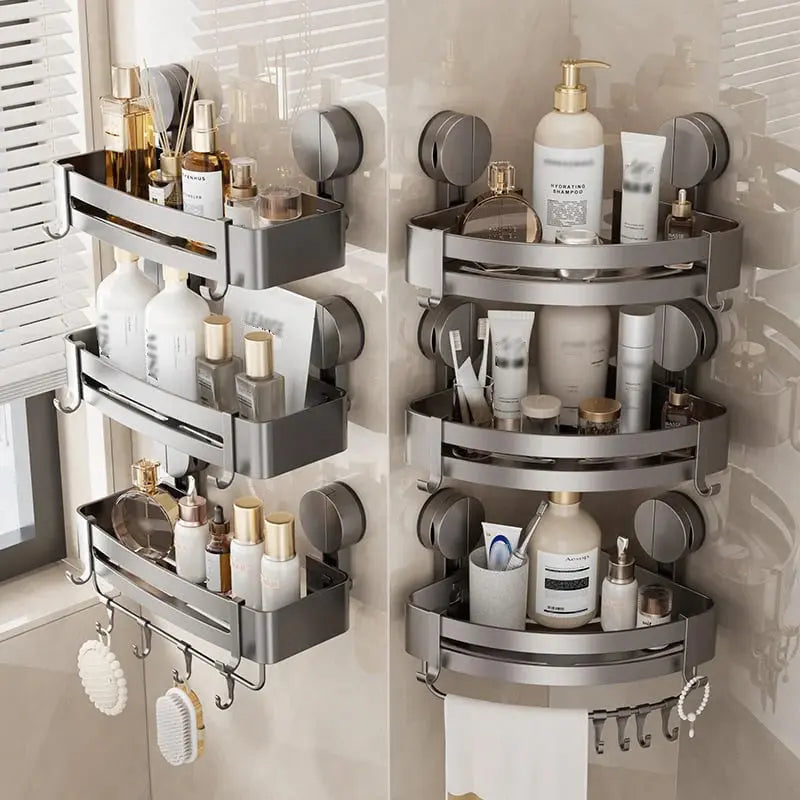 Space-saving floating shelf with drainage holes