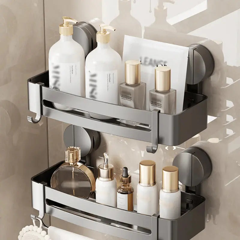 Space-saving floating shelf with drainage holes