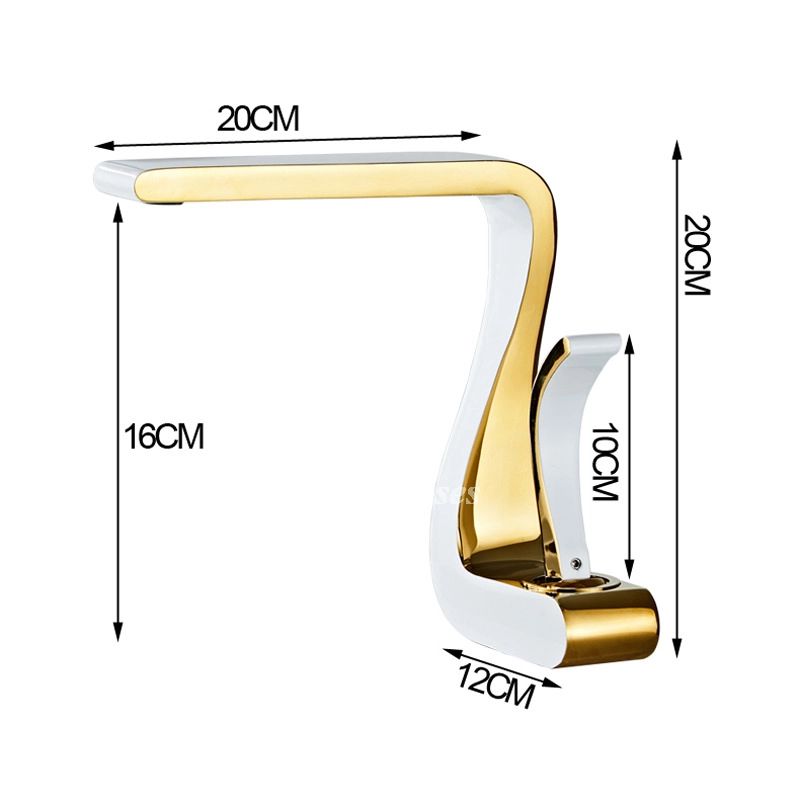 Polished Gold Bathroom Sink Faucets Single Handle Luxury Brass White Modern One Hole