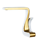 Polished Gold Bathroom Sink Faucets Single Handle Luxury Brass White Modern One Hole