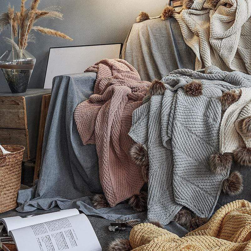 Pom Pom Chenille Blankets