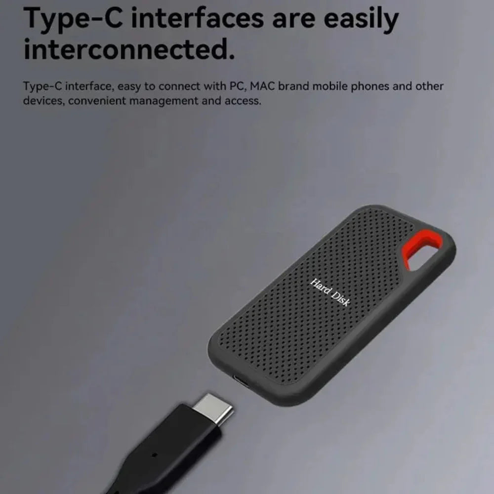 Portable External SSD with USB 3.2 and Type-C, Up to 256TB