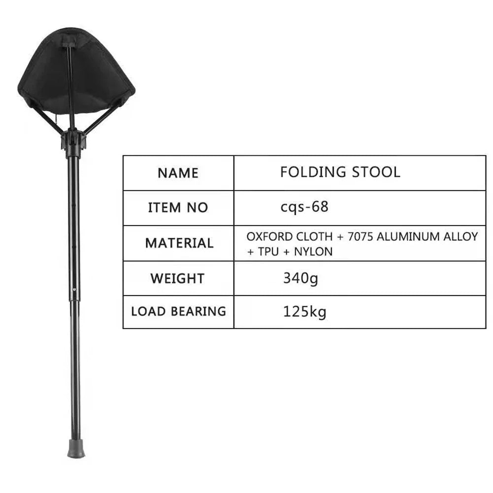 Adjustable Aluminum Alloy Folding Camping Stool 125kg Load Bearing for Hiking Travel