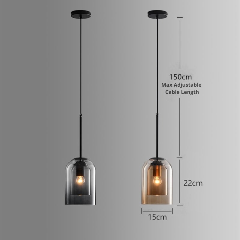 Double glass pendant light