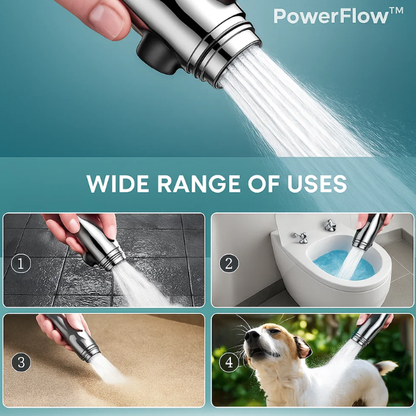 High-Pressure Showerhead with Micro-Hole Spray Design and Up to 200% More Pressure