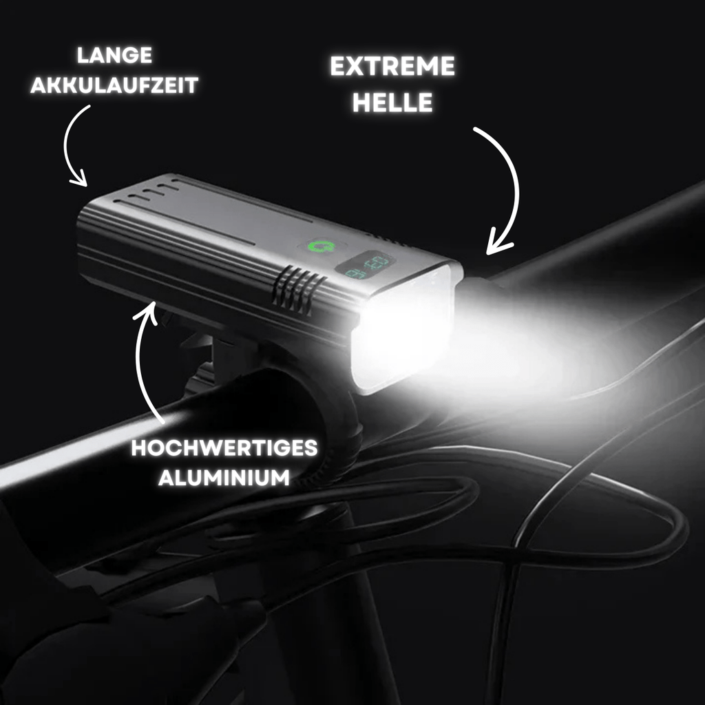 LED bike light with 5000 lumens for maximum safety when riding at night