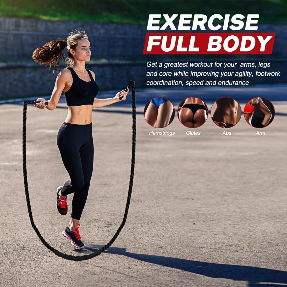 Adjustable Jump Rope with Weights for Strength & Endurance Training