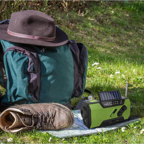All-In-One Emergency Radio | 4000mAh Battery, Solar & Hand Crank Charging for Outdoor Adventures and Emergency Preparedness