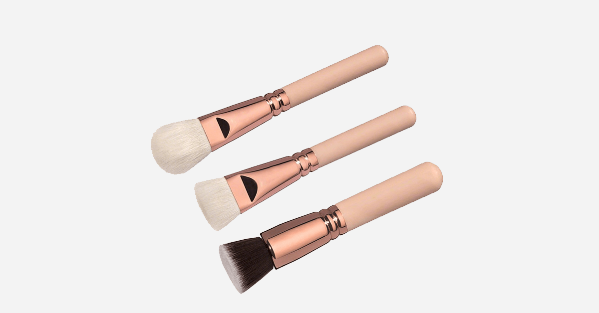 Princess Makeup Brush Set with 8 Pieces in Rose Gold and Beige Handles - Makes you look and feel like a princess!