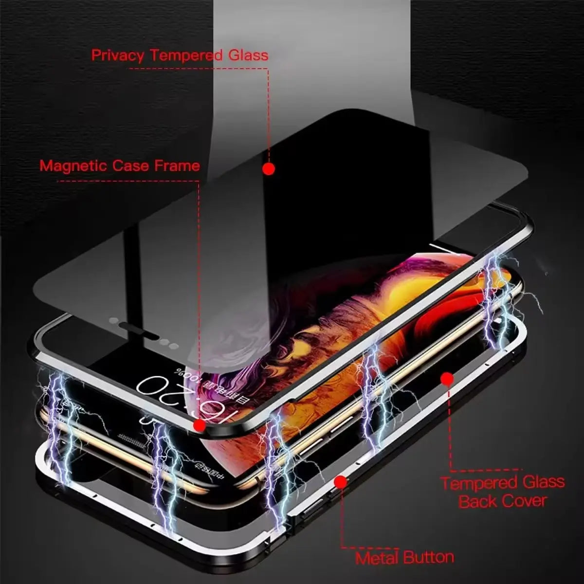 Privacy phone case – Slim pRedection with privacy filter and metal frame