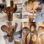 Sustainable wooden cooking utensil set