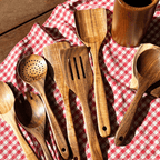 Sustainable wooden cooking utensil set