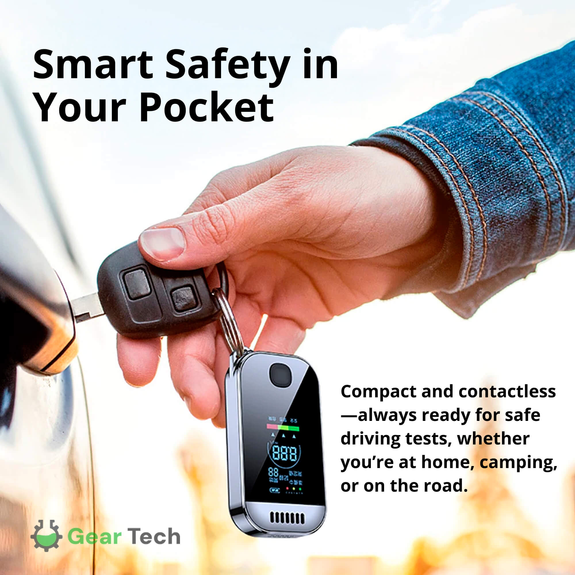 Professional Breathalyzer Alcohol Meter | High-Precision, Contactless Design & Ideal for Home, Camping, or Safe Driving