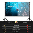 150 inch Projector Screens with Stand 16:9 4K 1080 HD Outdoor Movie Screen with Carry Bag Wrinkle-Free Design