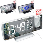 Projection alarm clock with mirror display and large LED screen