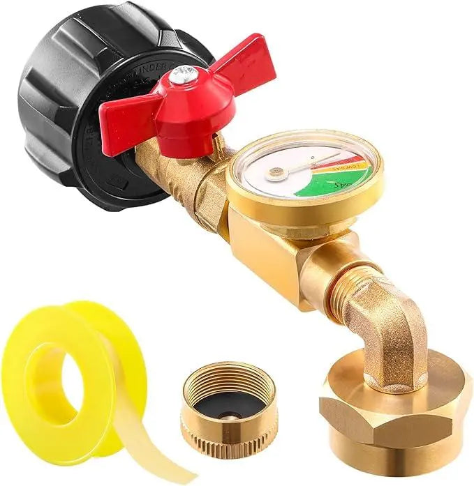 Propane injection shop adapter – Brass tank gauge with safety valve