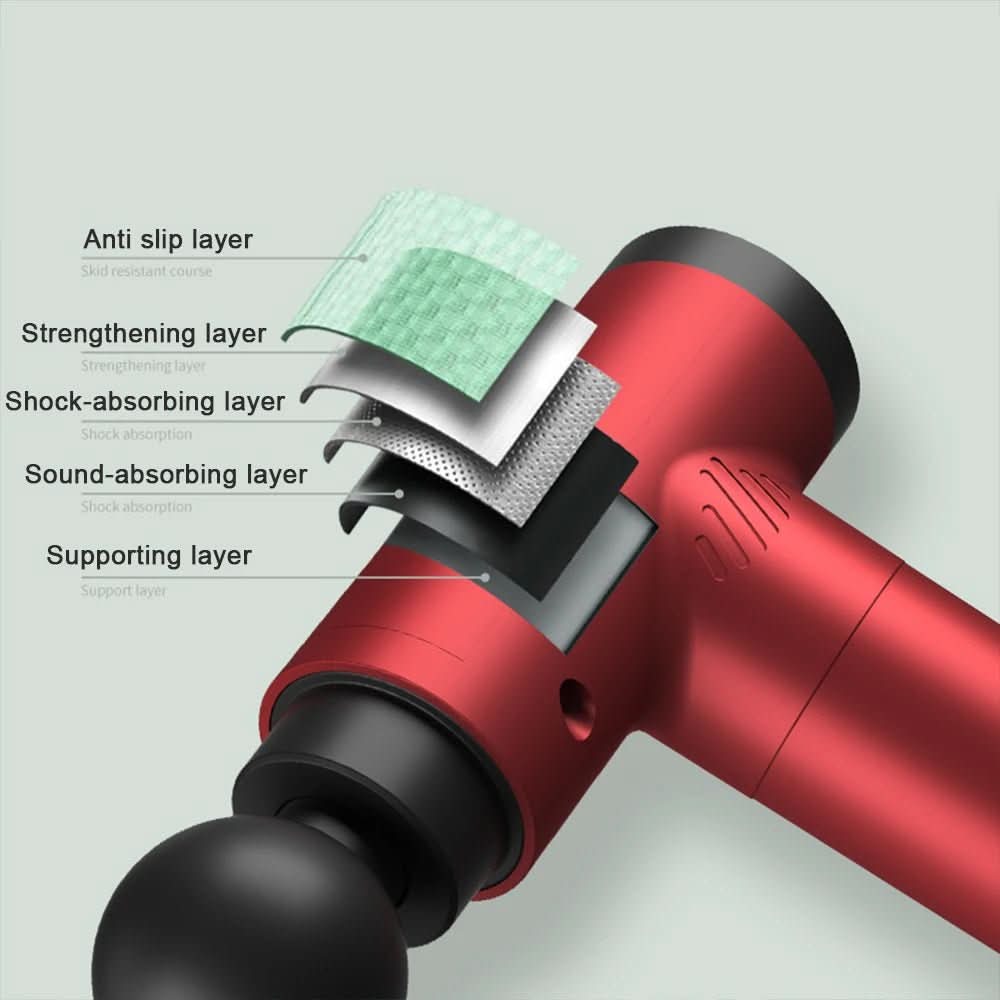 Compact fascia gun with 6 settings & 4 massage heads