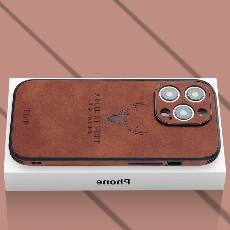 Deer - Luxury Leather iPhone Case with Stylish Design and Shockproof Protection