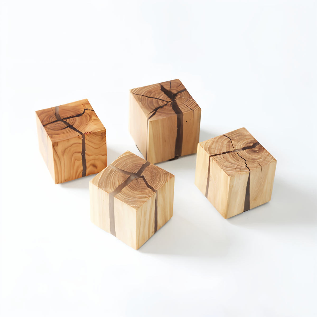 QuadCrackle Wooden Wall Light – Handcrafted LED Wall Lamp with Artistic Crackle Design