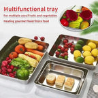 Square Stainless Steel Storage Plate with Lid for the Kitchen