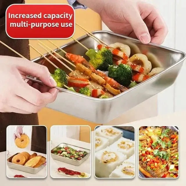 Square Stainless Steel Storage Plate with Lid for the Kitchen