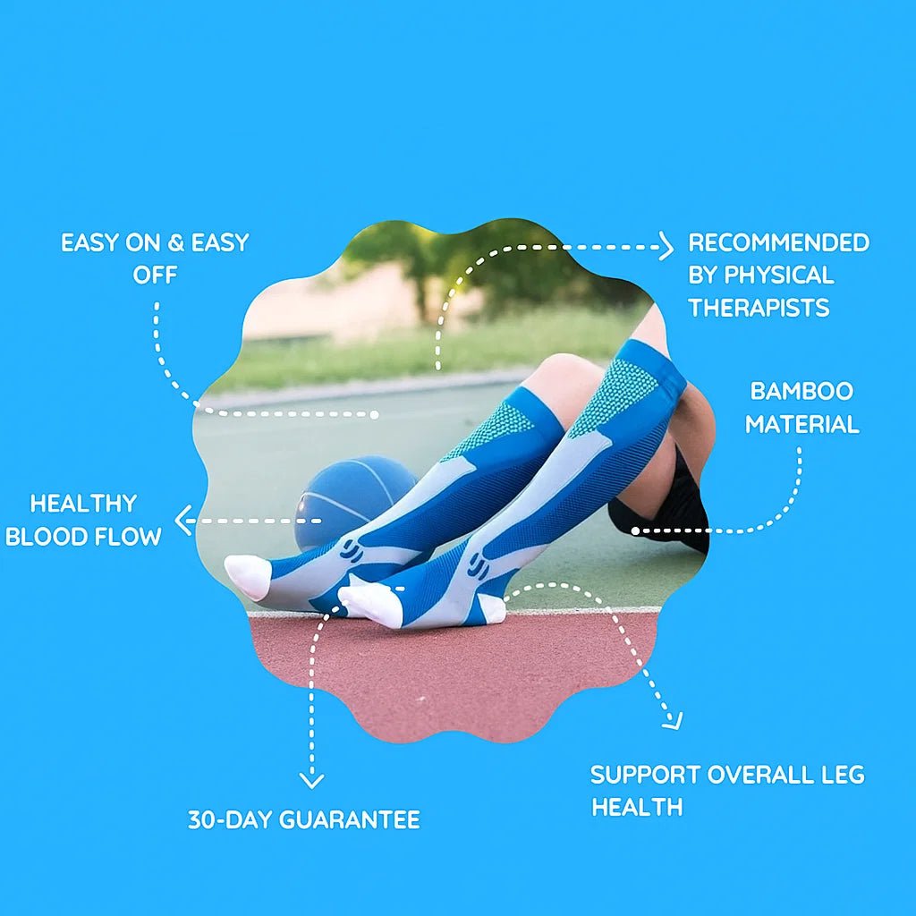 Graduated compression stockings for pain relief, improved blood circulation, and all-day comfort