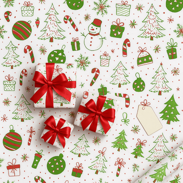 Sustainable Gift Wrap Set with Satin Ribbon for All Occasions