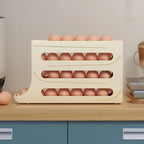 Egg storage box with large capacity and roll design for 30 eggs