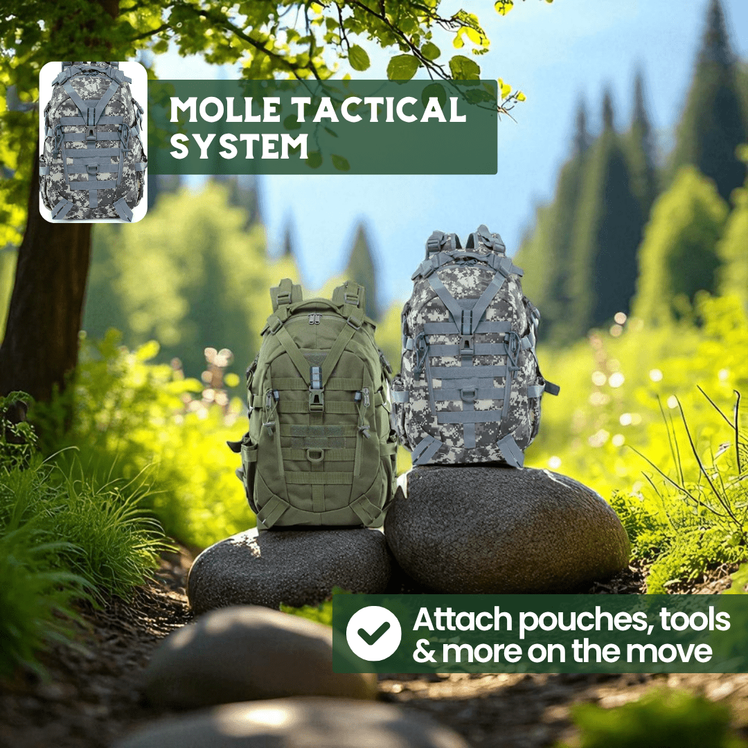 40L Outdoor Backpack with MOLLE System & Waterproof Military Construction