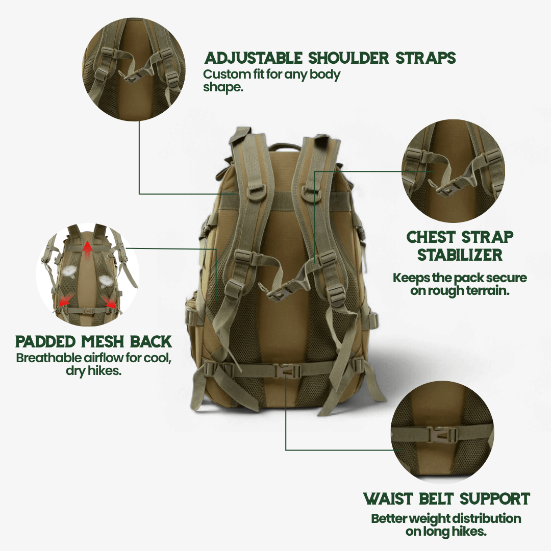 40L Outdoor Backpack with MOLLE System & Waterproof Military Construction