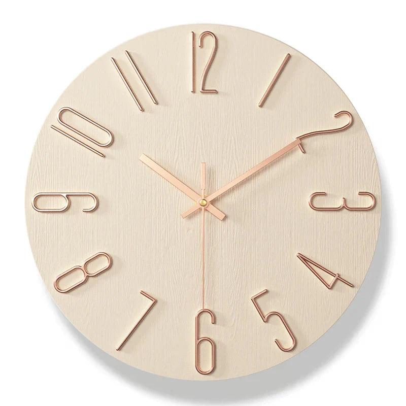 Frameless Wall Clock Made of Wood – Nordic Minimalist Silent Clock for Modern Home Decor