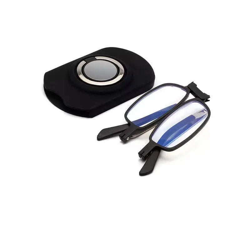 Rimless progressive reading glasses with blue light filter and titanium frame