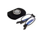 Rimless progressive reading glasses with blue light filter and titanium frame