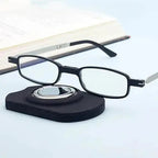 Rimless progressive reading glasses with blue light filter and titanium frame
