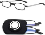 Rimless progressive reading glasses with blue light filter and titanium frame