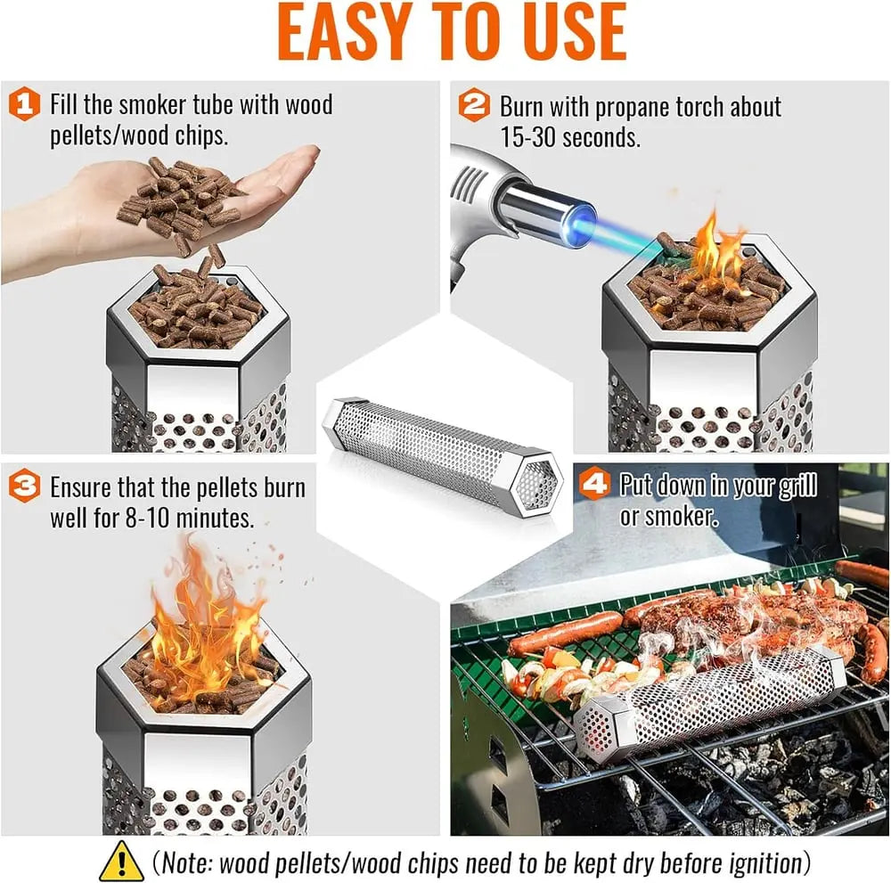 Stainless Steel Smoking Tube for All Grill Types