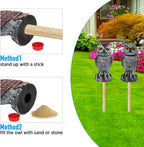EcoOwl Garden Scarecrow – 2 Pieces Realistic Owls with Wind-Driven Spinning Head