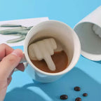 Funny Ceramic Mug with Hidden Middle Finger Design