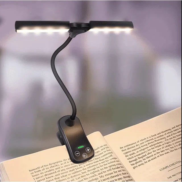 Rechargeable book light for reading in bed, 3 colors & 5 brightness levels dimmable reading lamp with, 180° adjustable mini book light to clip on, lightweight, eye-friendly, black