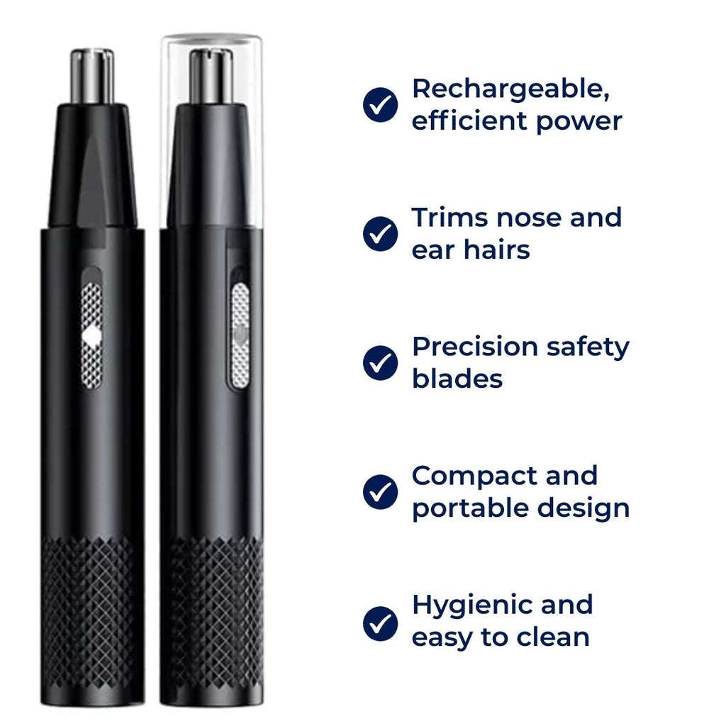 Rechargeable Nose Hair Trimmer – Cordless & Portable – Safe Blades – Trims Nose & Ear Hair – Easy to Clean – For Men & Women