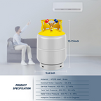 Recovery Cylinder Recovery Tank 30 lb Reusable Recovery Cylinder 1/4 SAE Y-Valve Recovery Tank No Float Switch Gray Yellow