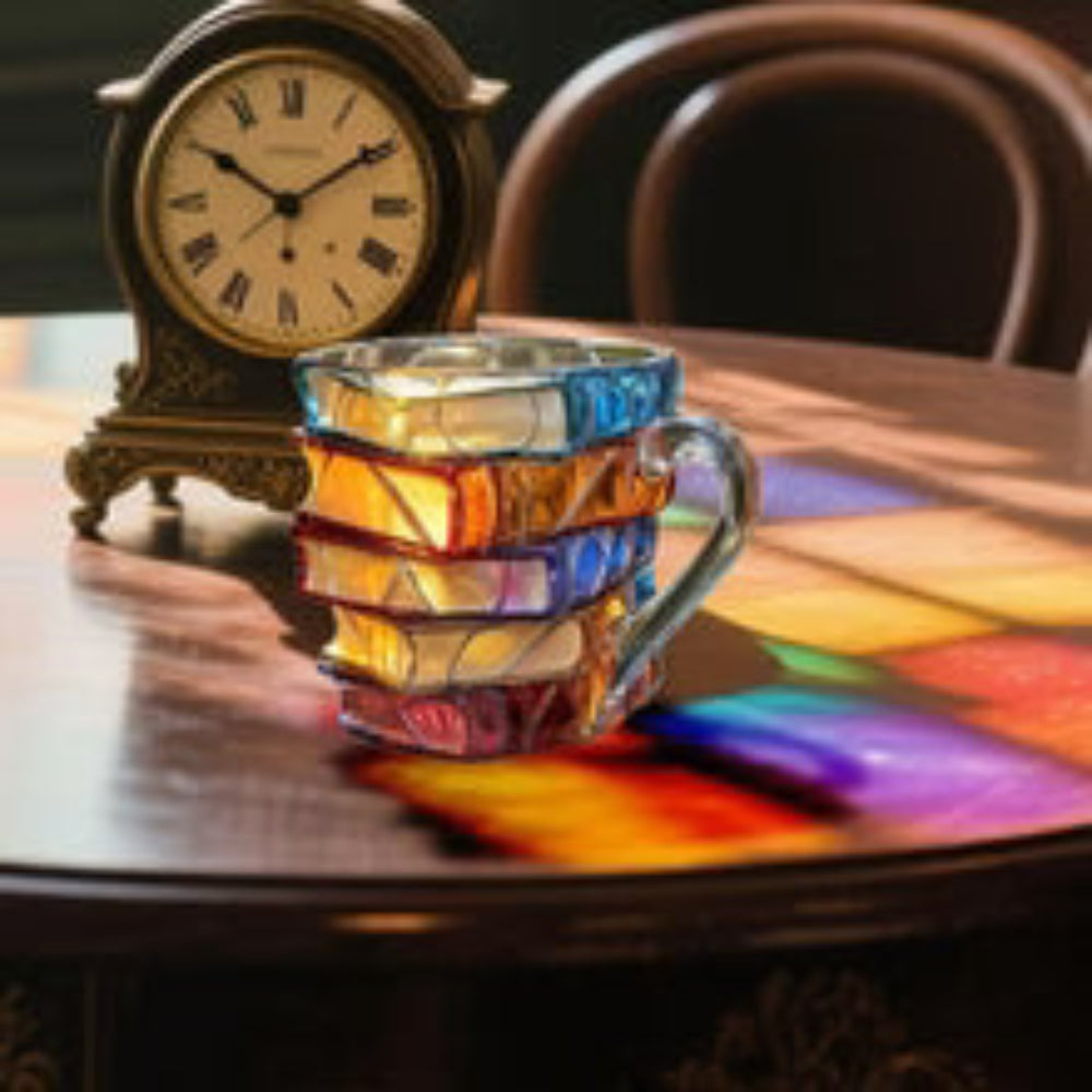 Handmade 3D Glass Mug in the Shape of a Book – Artistic Mug for Coffee and Tea, 350 ml