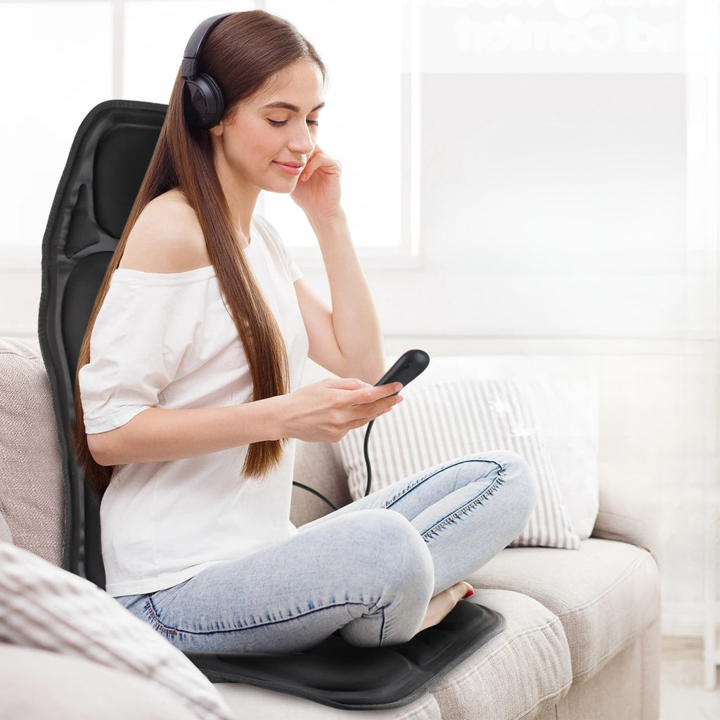 RelaxPulse | Massage Chair Pad – Heated Vibration Seat Cushion – Adjustable Lumbar Support – for Home, Office & Car Use