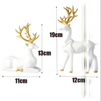 Geometric Reindeer Figurine Set – Modern 2-piece Resin Decoration